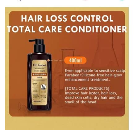 Dr.Groot Hair Loss Total Care Conditioner 400ml - A silicon-free formula suitable for sensitive scalp. Gently conditions frizzy, rough and dry hair.