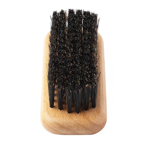 GranNaturals Palm Size Wide Boar Bristle Teasing Brush & Smoothing Brush for Slick Back Hair, Edge Control, Backcombing to Create Sleek Hairstyle - Wooden Wide Portable Handle