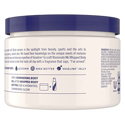 Vaseline Illuminate Me Whipped Body Butter 2-Pack – Lightweight Moisturizer for Luminous, Glowing Skin, 11 Oz Ea