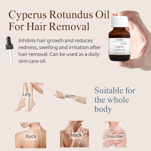 SHUIKU Cyperus Rotundus Oil, Cyperus, 100% Pure Natural Oil for Reducing Body Hair Growth (2 PACKS)