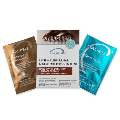 Malibu C Mini Malibu Rehab Hard Water Wellness - Contains 2 Remedy Packets - At-Home Hair Reconstructor and Mineral Removal Remedy - Sulfate Free Hair Care