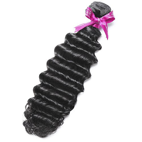 16, GR-Peruvian hair-Deep wave : GoldRose Beauty Grade 6A 100% Unprocessed Peruvian Virgin Human Hair Deep Wave Remy Hair Weave Deep Curly 1 Bundle Natural Black 16