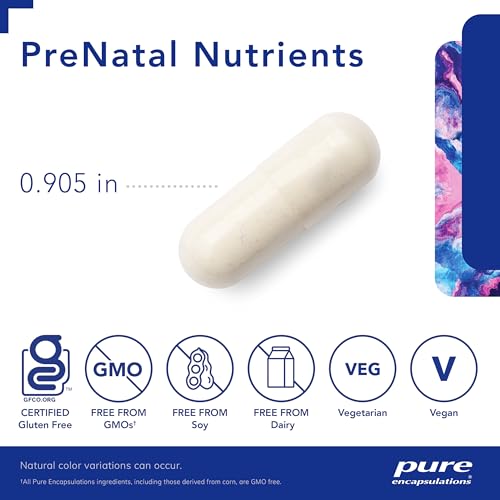 Pure Encapsulations PreNatal Nutrients - for Pregnancy & Lactation - Aids Energy & DNA Development* - with Folate, Choline & Iron - Gluten Free & Non-GMO - 120 Capsules