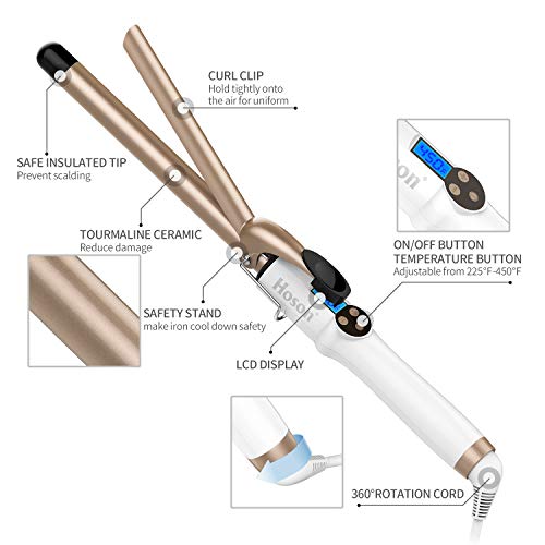 3/4 Inch Curling Iron Professional, Ceramic Tourmaline Curl Wand Barrel, Hair Curler Iron for Short Hair,Glove Include, Glove Include, Gold