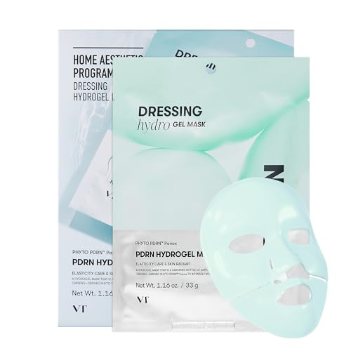 VT COSMETICS PDRN Hydrogel Mask(33gx4ea), Intensive Nourishing, Rejuvenating Face Mask, Skin Repair & Elasticity Boost, Overnight Melting Mask, Improves Radiant, Korean Facial Mask