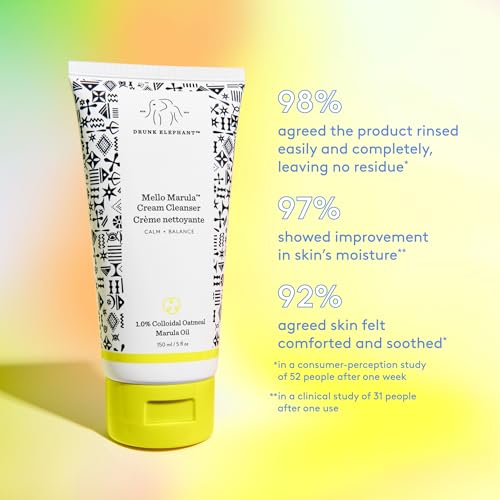 Drunk Elephant Mello Marula Cream Cleanser - 150 ml/5 fl oz - Calming Face Wash - Clean Clinical Skincare - Cruelty-Free - Dermatologist-Tested - Free of Essential Oils, Silicones, and Fragrance