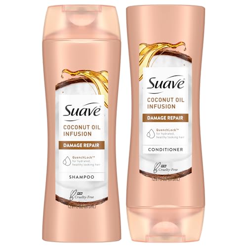 Suave Coconut Oil Infusion Shampoo and Conditioner Set, Damage Control Hydrating Shampoo & Conditioner for Damaged Dry Hair, 12.6 Oz Ea (2 Piece Set)