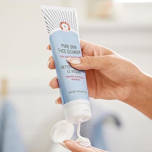 First Aid Beauty - Pure Skin Face Cleanser, Effectively Removes Makeup, Dirt, and Impurities, Gentle Cleanser Leaves Skin Soft & Supple, Safe for Sensitive Skin, Fragrance Free, 8 oz
