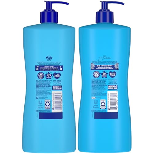 Suave Kids 3-in-1 Variety 2-Pack –Spiderman Fresh Spider-Sense & Paw Patrol Adventure Bay Breeze, Shampoo, Conditioner & Body Wash, 28 Oz Ea