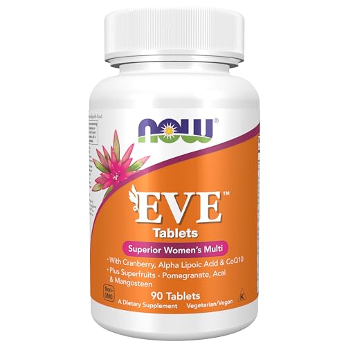NOW Foods Supplements, Eve™ Women's Multivitamin with Cranberry, Alpha Lipoic Acid and CoQ10, plus Superfruits - Pomegranate, Acai & Mangosteen, 90 Tablets