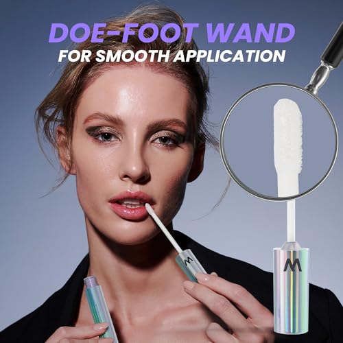 Wonderskin WONDER BLADING Top Gloss - Clear Glitter Lip Gloss, Hydrating and High Shine Finish Lip Makeup (Holographic)