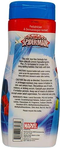 Amazing Spider-Man Bath Time Kids’ Bubble Bath Soap, 24 Fl Ounces, Watermelon Scent