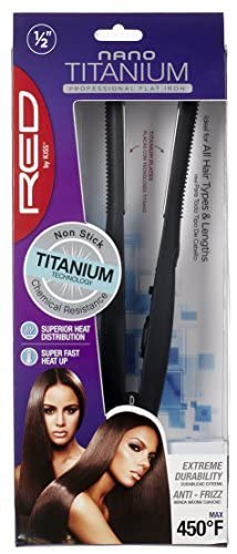 Kiss Products Titanium Flat Iron, 1/2, Red, 0.86 Pound by Kiss Products