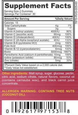 Bariatric Expert Hair Vitamin Gummies – Fast-Melting Dietary Supplement for Adults Post Bariatric Surgery, Nutritionist Recommended, Essential Daily Formula for Optimal Wellness - 60 Count