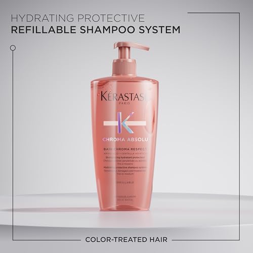Kerastase Chroma Absolu Bain Chroma Respect Shampoo - Gentle Hydrating Protection, Preserves 92% Color Intensity, For Fine to Medium Hair, 500ml