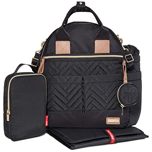 Skip Hop Diaper Bag Backpack: Suite 6-in-1 Diaper Backpack Set, Multi-Function Baby Travel Bag with Changing Pad, Stroller Straps, Bottle Bag and Pacifier Pocket, Black