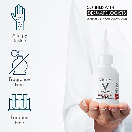 Vichy LiftActiv Pure Retinol Serum for Face, Anti-Aging Face Serum for Wrinkles & Fine Lines, .2% Retinol + Peptides, Resurfaces Skin Sexture To Smooth & Firm Skin, 1 Fl. Oz.