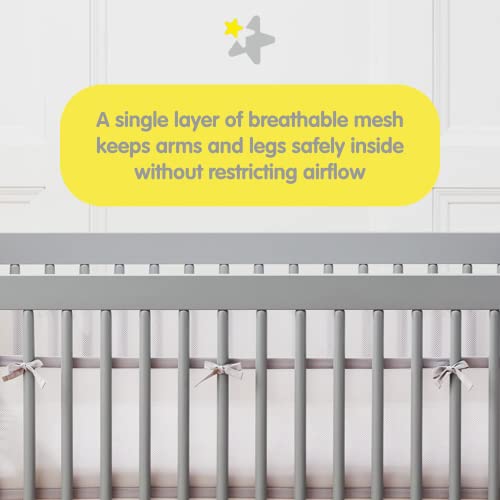 BreathableBaby Breathable Mesh Liner for Full-Size Cribs, Classic 3mm Mesh, Natural Ecru (Size 4FS Covers 3 or 4 Sides)