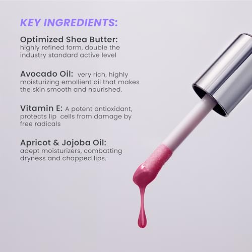 Wonderskin Lip Oil Rehab Serum - Tinted Lip Oil, Hydrating, Moisturizing, and Non-Sticky Deep Red Tint Serum for Dry Lips (Honey)