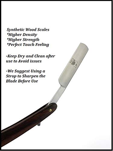 GBS New Straight Edge SHAVE READY Stainless Steel Barber Razor Folding Shaving Knife WOOD 9 5/6