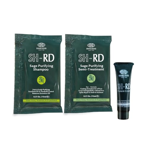 SH-RD Scalp Purifying Essentials for Travel & Trial | Sage Shampoo and Conditioner, Protein Cream | Hotel Size Set for Oily Hair Anti-Dandruff
