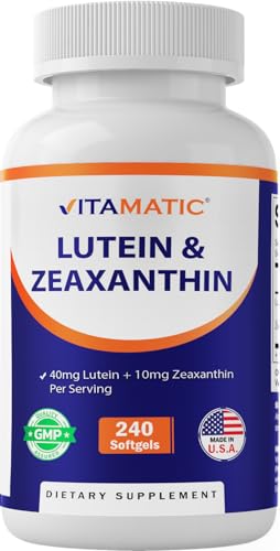 Vitamatic Lutein 40mg with Zeaxanthin 10mg, Eye Health Support Supplement, 240 Softgels