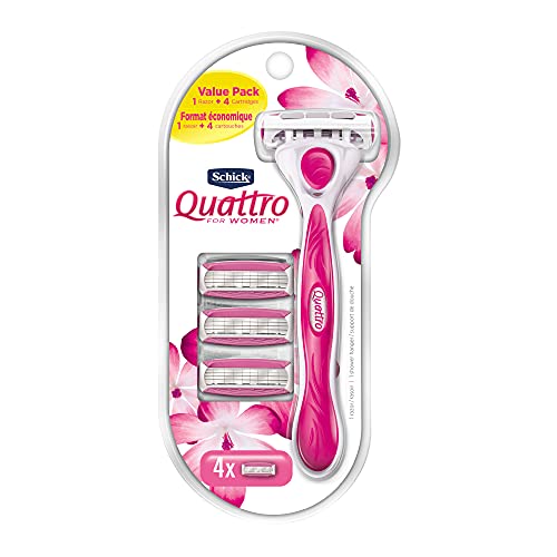 Schick Quattro Womens Value Pack with 1 Razor and 4 Razor Blade Refills