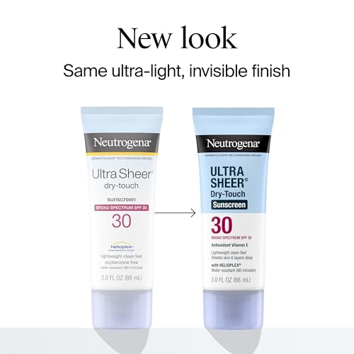 Neutrogena Ultra Sheer Dry-Touch Sunscreen for Face & Body, Helioplex SPF 30 Broad Spectrum UVA/UVB, Lightweight, Water Resistant & Non-Greasy, Hawaii Act 104 compliant, Travel Size 3 fl oz, Pack of 3