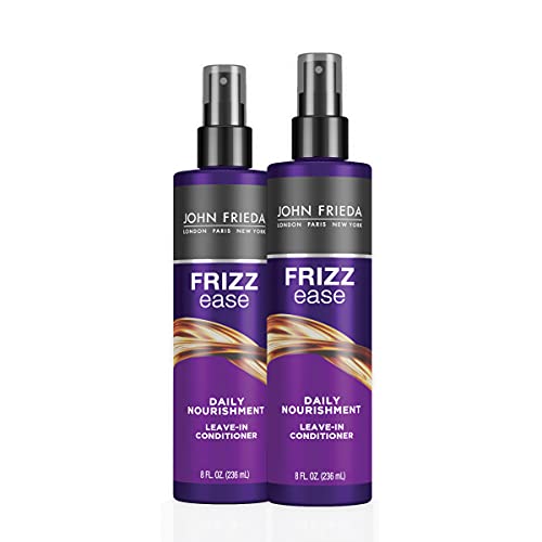 John Frieda Frizz Ease Nourishing Anti Frizz Leave-in Conditioner and Heat Protectant for Frizz-prone Hair, Moisturizes and Renews Shine, with Vitamin A, C, and E, 8 oz (2 Pack)