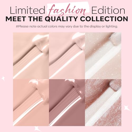 modelones Nail Polish Set, 6 Colors Natural Nude Nail Polish Bubble Bath Quick Dry Skin Tone Glitter Summer Nail Polish Kit Fingernail Polish Nail Art Salon Home Gifts For Women Girl