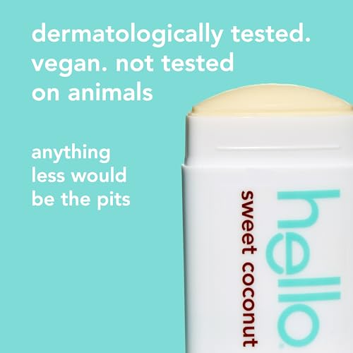 hello Sweet Coconut Deodorant With Shea Butter for Women + Men, Aluminum Free, Baking Soda Free, Parabens Free, 24 Hour Odor Protection, 2.6 Ounce, 2 Pack