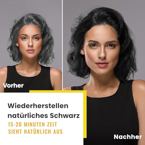 KINGMING Black Hair Dye Shampoo 3 in 1 for Gray Hair, Hair Color Shampoo for Women Men Grey Hair Coverage, Herbal Ingredients Champu Con Tinte Para Canas 500ml (Black).