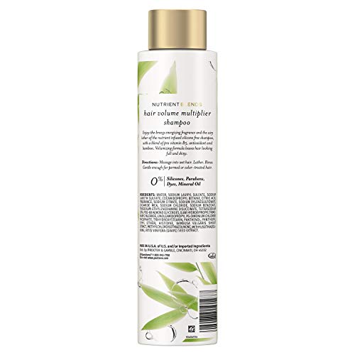 Pantene Nutrient Blends Bamboo Hair Volume Multiplier Silicone Free Shampoo For Fine, Thin Hair, 9.6 Fl oz, 2.583 Fl oz