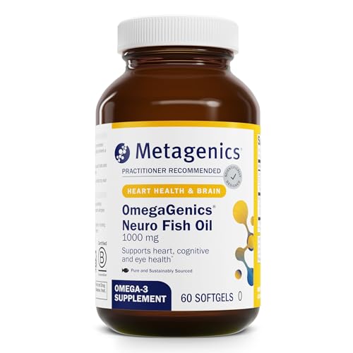 Metagenics OmegaGenics Fish Oil Neuro 1000 mg - 750 mg DHA - 250 mg EPA - Brain Health & Heart Health* - Non-GMO & Gluten-Free - No Fishy Taste - 60 Softgels