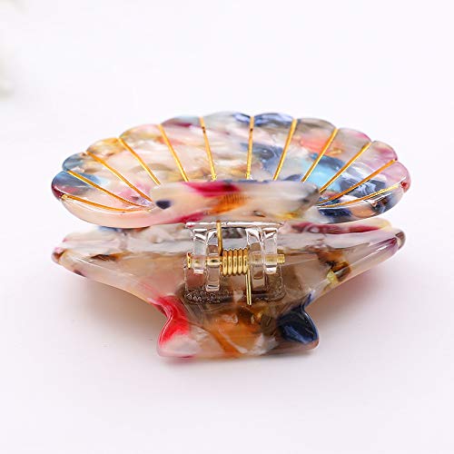 Shell Jaw Clip Hair Claw Clip Clamps Resin Hair Clips Marble Pattern Hairpins Hair Accessories for women Styling Hairdressing (Colorful)