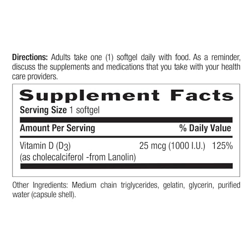 Country Life Vitamin D3 1000 IU Soft Gels, Large, 200 sg, 200 Count
