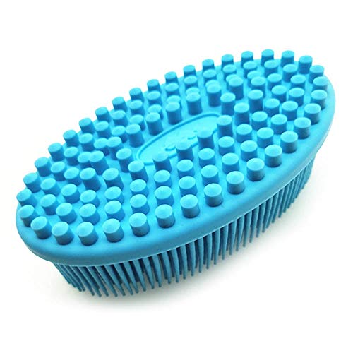 100% Silicone Bath & Shower Loofah Brush for Face & Body Gentel Scrub Skin Exfoliation-Skin Health Beauty Care-Cellulite Treatment-Massaging Brush Long Bristle (Blue)