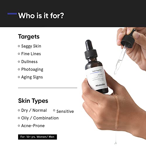 Minimalist Multi Peptide Night Face Serum for Anti Aging with Collagen Boosting | Reduces Wrinkles | Hydrating Serum With 7% Matrixyl 3000 & 3% Bio-Placenta | For Women & Men | 1 Fl Oz / 30 ml