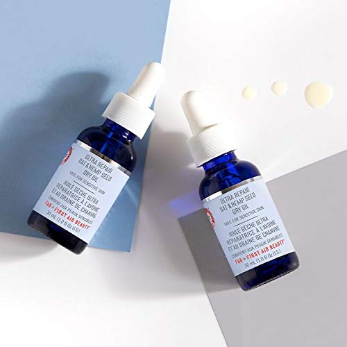 First Aid Beauty - Ultra Repair Oat & Hemp Seed Oil, Antioxidant-Rich Facial Oil with Colloidal Oatmeal, Helps Calm and Soothe Dry, Distressed Skin, Fragrance Free, Safe for Sensitive Skin, 1 oz