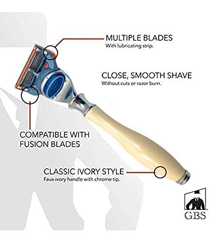 GBS 3 Blade Ivory Wood Grain Short Handle Razor with Chrome