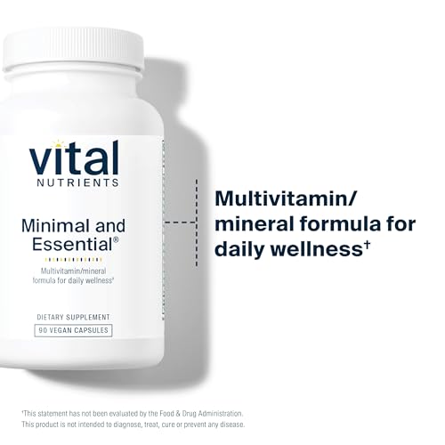 Vital Nutrients Minimal and Essential Multivitamin | Vegetarian One per Day Multi Vitamin, Mineral, & Antioxidant Supplement* | Iron-Free | Gluten, Dairy, Soy Free | Non-GMO | 90 Capsules