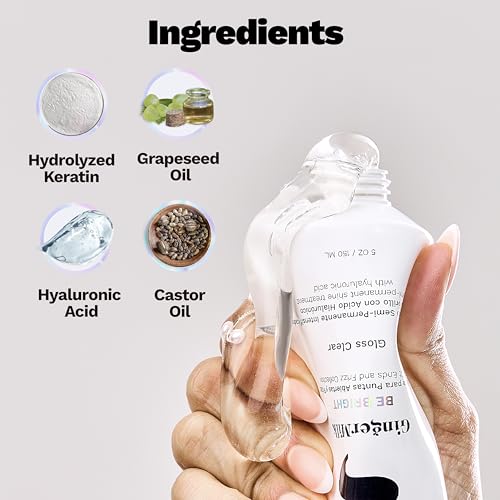 Ginger Milk Hair Gloss Clear Shine and Color-Enhancing Treatment with Hyaluronic Acid, Semi-Permanent Color for Dull & Dry Hair Sulfate Free | BE BRIGHT 5 Fl Oz | 150 ml