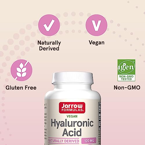 Jarrow Formulas Hyaluronic Acid 120 mg, Dietary Supplement, Skin Health Support, 120 Veggie Capsules, Up to 60 Day Supply