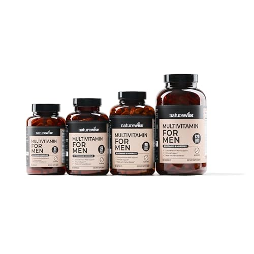 NatureWise Multivitamin for Men - Daily Male Support - Minerals & Herbs for Energy, Performance, Immunity - with Vitamin A, C, D, B-Complex - Soy & Gluten-Free, Non-GMO - 180 Capsules[3-Month Supply]