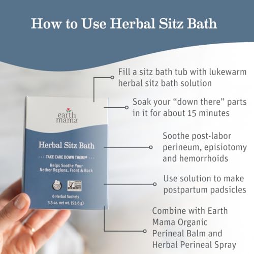 Earth Mama Herbal Sitz Bath | Pregnancy & Postpartum Essentials, Soothing Sitz Bath for Hemorrhoids with Witch Hazel, & Calendula, 6-Count