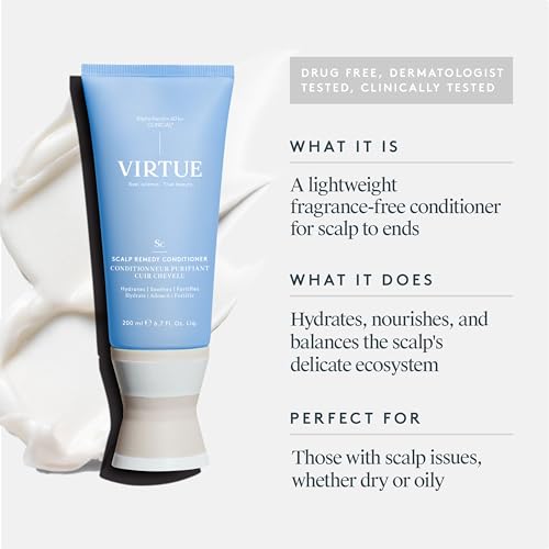 VIRTUE Scalp Remedy Conditioner, Microbiome Balancing for Dry, Oily, and Irritated Scalps, Fragrance Free, Safe for All Hair Types, Color Safe, 6.7 Fl Oz