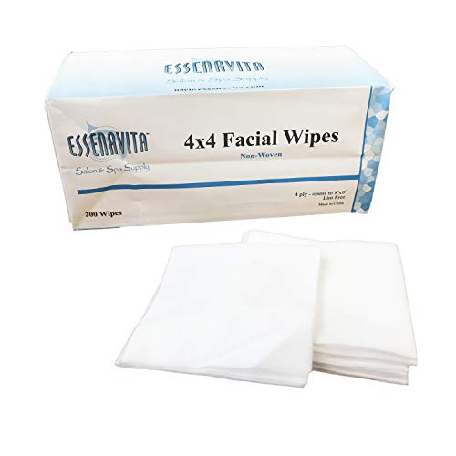 essenavita 4X4 Esthetic Wipe Nonwoven White 200/Pk 4Ply Lint Free