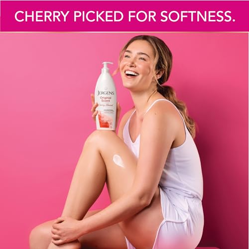 Jergens Original Scent Dry Skin Moisturizer, Body and Hand Lotion, for Long Lasting Skin Hydration, 21 Ounce, with HYDRALUCENCE blend and Cherry Almond Essence
