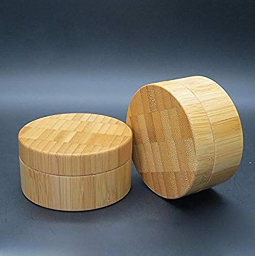 1Pcs 1OZ/30ml Empty Refillable Eco-friendly Bamboo Comestic Make-up Loose Powder Box Case Jar Pot Container Holder With Screw Lid Powder Puff And Sifter