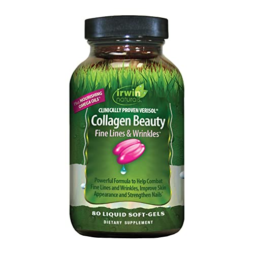 Irwin Naturals Collagen Beauty - 80 Liquid Softgels - Helps Combat Fine Lines & Wrinkles, Improves Skin Appearance & Strengthens Nails - 13 Total Servings